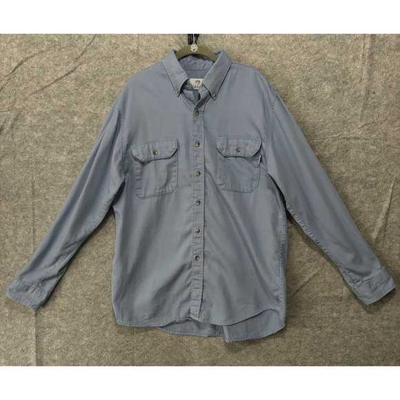 Tyndale FR Flame Resistant Shirt Mens Sz L Blue Pockets Workwear Utility USA - Picture 1 of 9